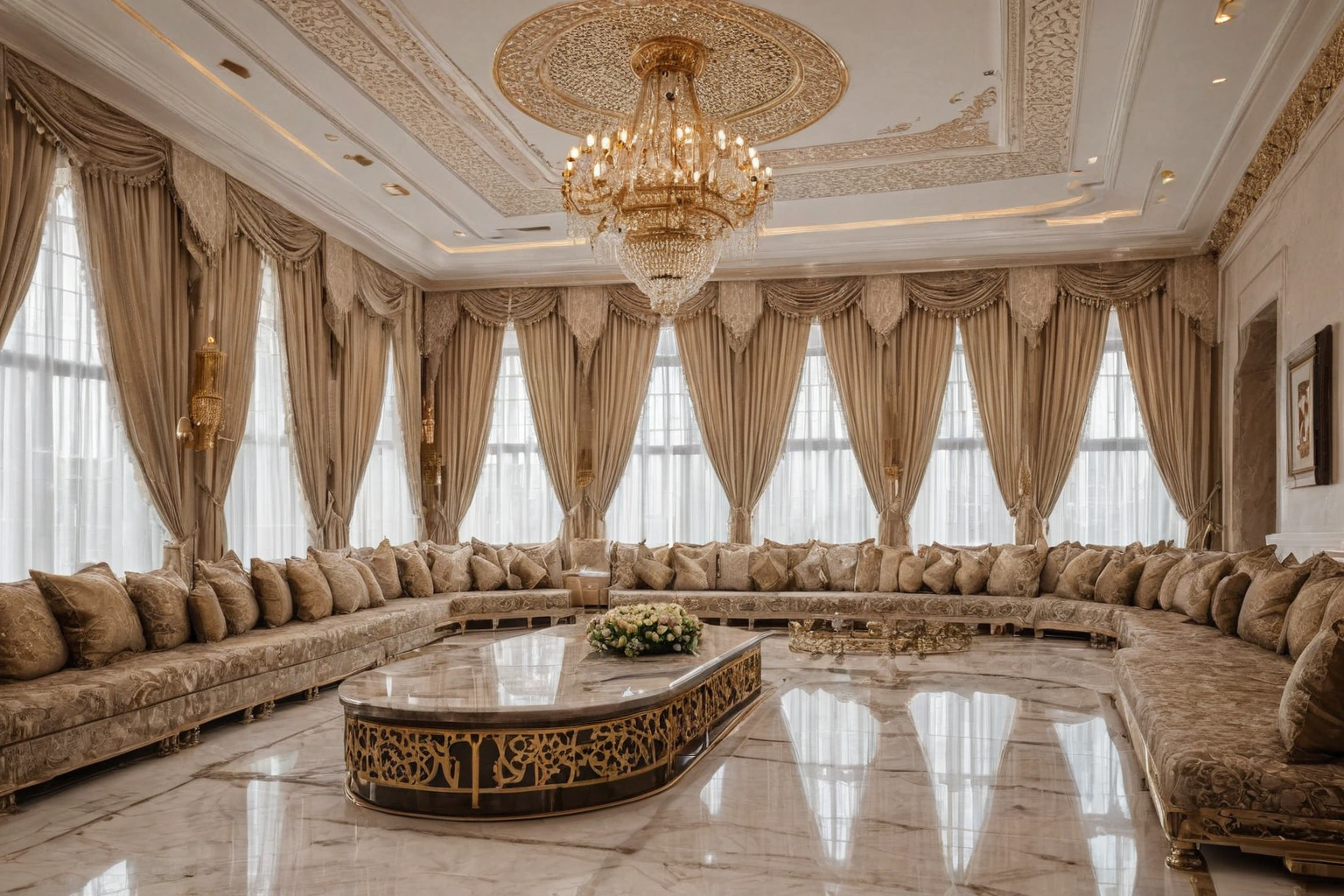 Formal majlis seating room with premium finishes